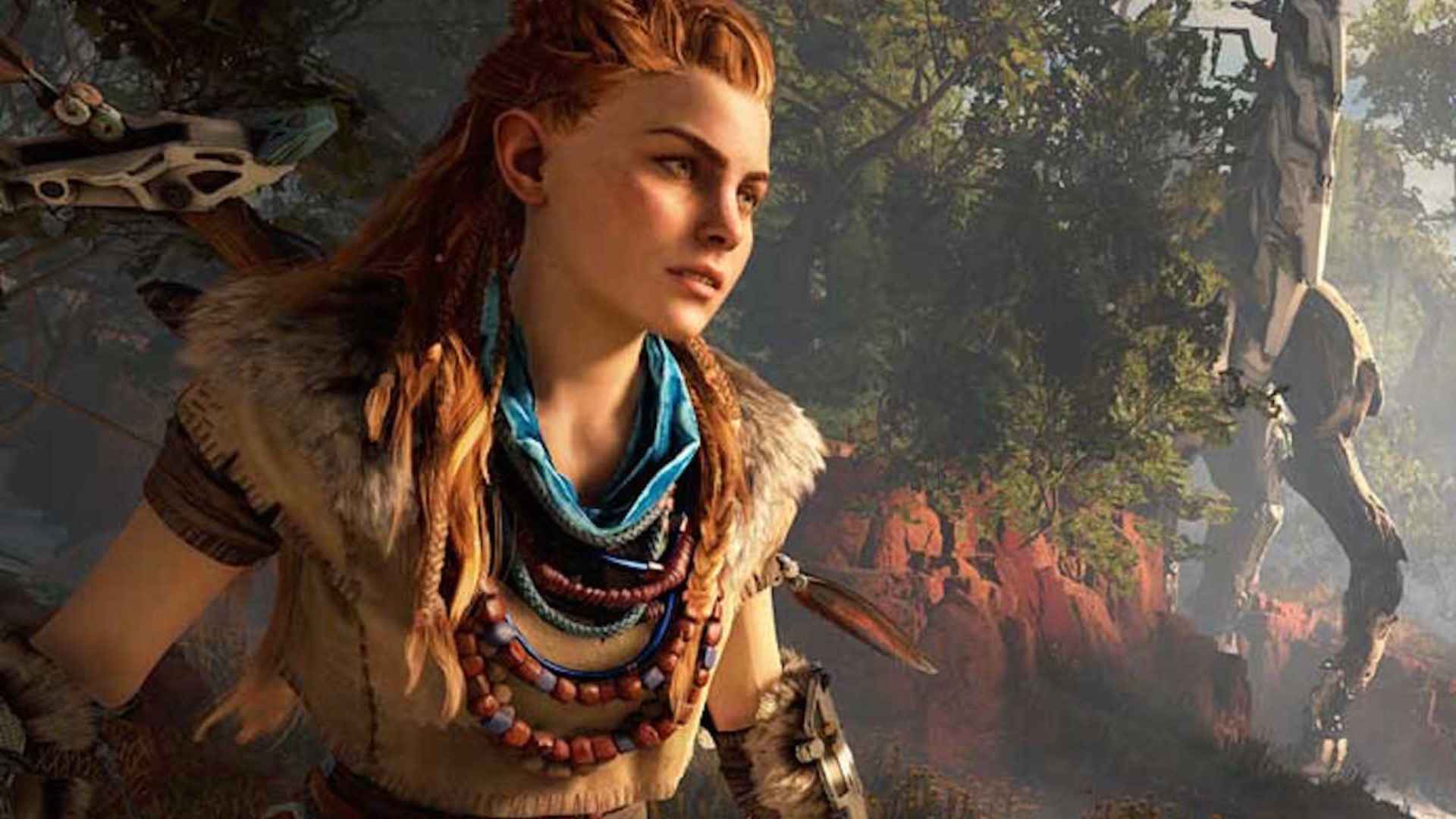 Aloy, main character from Horizon Zero Dawn, in a forest