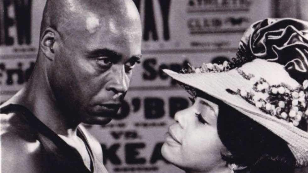 A young James Earl Jones with a fierce expression, in the 1970s movie ‘A Great White Hope’