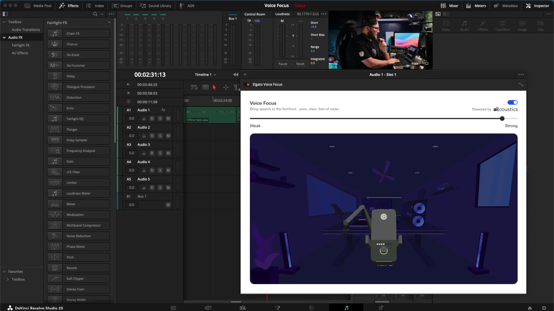 Davinci Resolve + Elgato Voice Focus